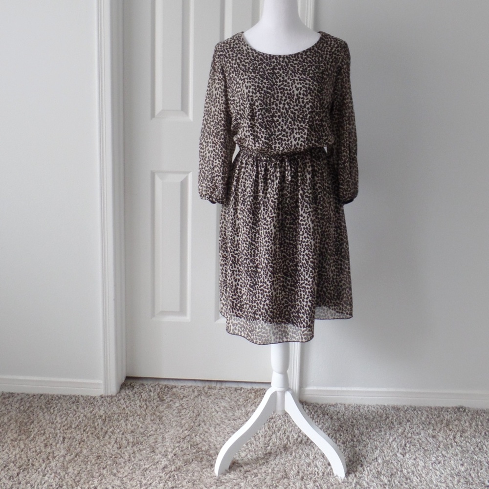 Pretty Woman's Long Sleeve Dress Cheetah Animal Print Y2k Business Casual 10
